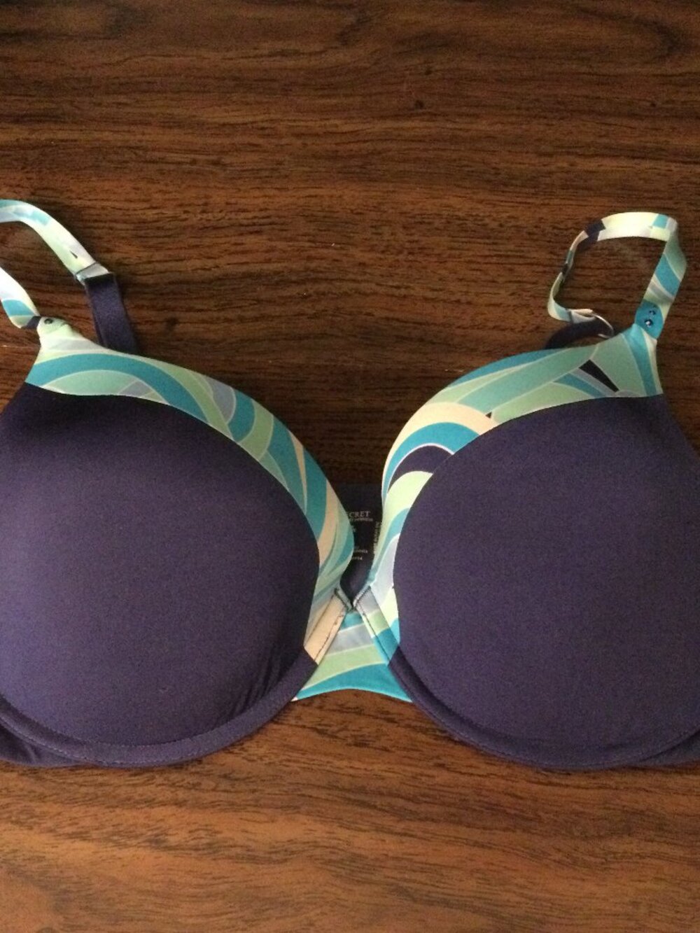 Victoria's Secret Bra 34DD Blue BIOFIT Demi Uplift Push-up Blue Teal